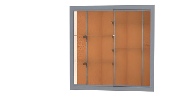 Recessed Wall Display Case w/ Cork Back and Satin Natural Aluminum Frame, 48"H x 48"W x 16"D