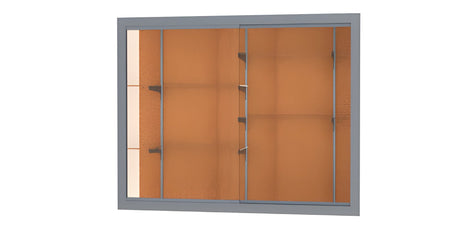 Recessed Wall Display Case w/ Cork Back and Satin Natural Aluminum Frame, 48"H X 60"W X 16"D