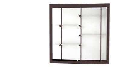 Recessed Wall Display Case w/ White Laminate Back and Dark Bronze Aluminum Frame, 48"H x 48"W x 16"D