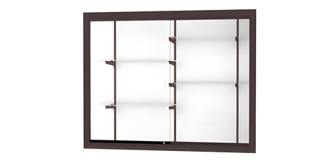 Recessed Wall Display Case w/ White Laminate Back and Dark Bronze Aluminum Frame, 48"H X 60"W X 16"D