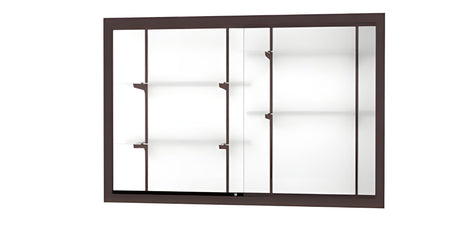 Recessed Wall Display Case w/ White Laminate Back and Dark Bronze Aluminum Frame, 48"H X 72"W X 16"D