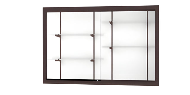 Recessed Wall Display Case w/ White Laminate Back and Dark Bronze Aluminum Frame, 48"H X 72"W X 16"D
