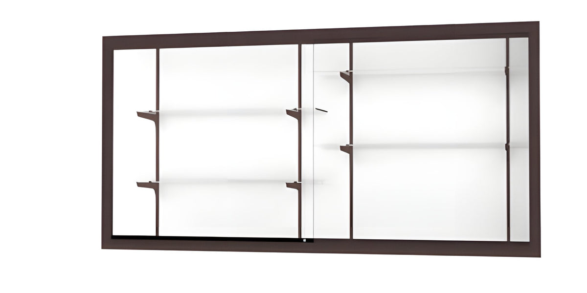 Recessed Wall Display Case w/ White Laminate Back and Dark Bronze Aluminum Frame, 48"H X 96"W X 16"D