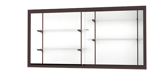 Recessed Wall Display Case w/ White Laminate Back and Dark Bronze Aluminum Frame, 48"H X 96"W X 16"D