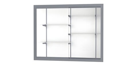 Recessed Wall Display Case w/ White Laminate Back and Satin Natural Aluminum Frame, 48"H X 60"W X 16"D