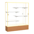 Reliant Carmel Oak case, Mirror Back w/ Champagne aluminum frame finish, 72"H x 60"W x 16"D