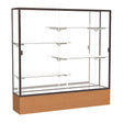 Reliant Carmel Oak case, Mirror Back w/ Dark Bronze aluminum frame finish, 72"H x 72"W x 16"D