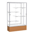 Reliant Carmel Oak case, Mirror Back w/ Satin Natural aluminum frame finish, 72"H x 48"W x 16"D