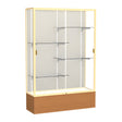 Reliant Carmel Oak case, Plaque Fabric Back w/ Champagne aluminum frame finish, 72"H x 48"W x 16"D