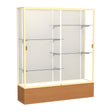 Reliant Carmel Oak case, Plaque Fabric Back w/ Champagne aluminum frame finish, 72"H x 60"W x 16"D