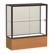 Reliant Carmel Oak case, Plaque Fabric Back w/ Dark Bronze aluminum frame finish, 40"H x 36"W x 14"D