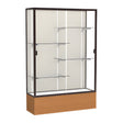 Reliant Carmel Oak case, Plaque Fabric Back w/ Dark Bronze aluminum frame finish, 72"H x 48"W x 16"D