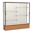 Reliant Carmel Oak case, Plaque Fabric Back w/ Dark Bronze aluminum frame finish, 72"H x 72"W x 16"D