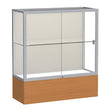 Reliant Carmel Oak case, Plaque Fabric Back w/ Satin Natural aluminum frame finish, 40"H x 36"W x 14"D