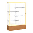 Reliant Carmel Oak case, White Laminate Back w/ Champagne aluminum frame finish, 72"H x 48"W x 16"D