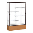 Reliant Carmel Oak case, White Laminate Back w/ Dark Bronze aluminum frame finish, 72"H x 48"W x 16"D