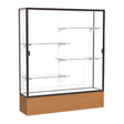 Reliant Carmel Oak case, White Laminate Back w/ Dark Bronze aluminum frame finish, 72"H x 60"W x 16"D
