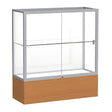 Reliant Carmel Oak case, White Laminate Back w/ Satin Natural aluminum frame finish, 40"H x 36"W x 14"D