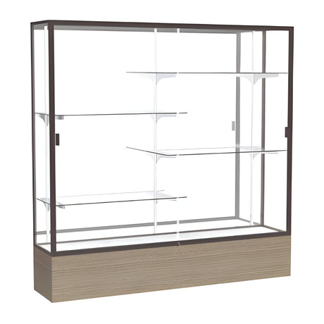 Reliant Driftwood Oak case, Mirror Back w/ Dark Bronze aluminum frame finish, 72"H x 72"W x 16"D