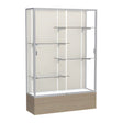 Reliant Driftwood Oak case, Plaque Fabric Back w/ Satin Natural aluminum frame finish, 72"H x 48"W x 16"D