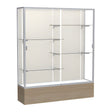 Reliant Driftwood Oak case, Plaque Fabric Back w/ Satin Natural aluminum frame finish, 72"H x 60"W x 16"D