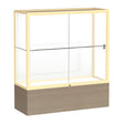 Reliant Driftwood Oak case, White Laminate Back w/ Champagne aluminum frame finish, 40"H x 36"W x 14"D