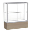 Reliant Driftwood Oak case, White Laminate Back w/ Satin Natural aluminum frame finish, 40"H x 36"W x 14"D