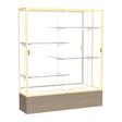 Reliant Driftwood Oak Vinyl case, Mirror Back w/ Champagne aluminum frame finish, 72"H x 60"W x 16"D