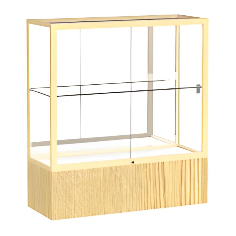 Reliant Light Oak Vinyl case, Mirror Back w/ Champagne aluminum frame finish, 40"H x 36"W x 14"D