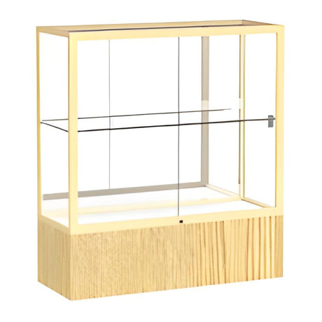 Reliant Light Oak Vinyl case, Mirror Back w/ Champagne aluminum frame finish, 40"H x 36"W x 14"D