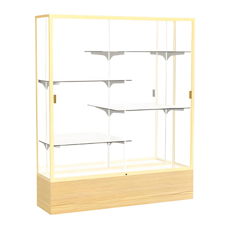 Reliant Light Oak Vinyl case, Mirror Back w/ Champagne aluminum frame finish, 72"H x 60"W x 16"D