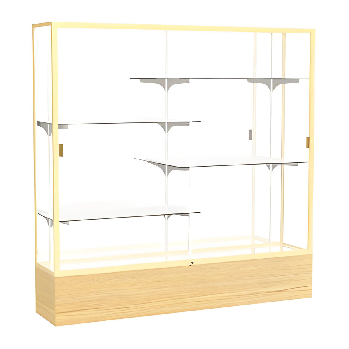 Reliant Light Oak Vinyl case, Mirror Back w/ Champagne aluminum frame finish, 72"H x 72"W x 16"D