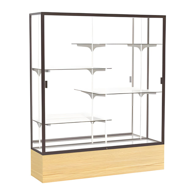 Reliant Light Oak Vinyl case, Mirror Back w/ Dark Bronze aluminum frame finish, 72"H x 60"W x 16"D