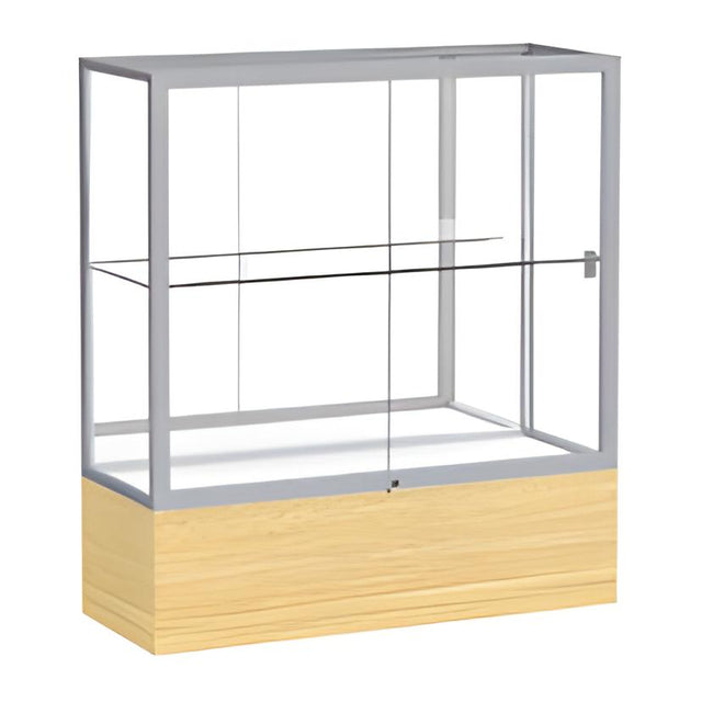 Reliant Light Oak Vinyl case, Mirror Back w/ Satin Natural aluminum frame finish, 40"H x 36"W x 14"D