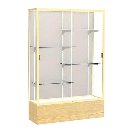 Reliant Light Oak Vinyl case, Plaque Fabric Back w/ Champagne aluminum frame finish, 72"H x 48"W x 16"D
