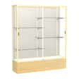 Reliant Light Oak Vinyl case, Plaque Fabric Back w/ Champagne aluminum frame finish, 72"H x 60"W x 16"D