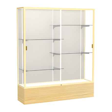 Reliant Light Oak Vinyl case, Plaque Fabric Back w/ Champagne aluminum frame finish, 72"H x 60"W x 16"D
