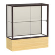 Reliant Light Oak Vinyl case, Plaque Fabric Back w/ Dark Bronze aluminum frame finish, 40"H x 36"W x 14"D
