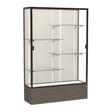 Reliant Light Oak Vinyl case, Plaque Fabric Back w/ Dark Bronze aluminum frame finish, 72"H x 48"W x 16"D