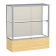 Reliant Light Oak Vinyl case, Plaque Fabric Back w/ Satin Natural aluminum frame finish, 40"H x 36"W x 14"D