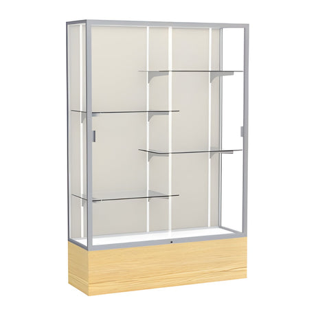 Reliant Light Oak Vinyl case, Plaque Fabric Back w/ Satin Natural aluminum frame finish, 72"H x 48"W x 16"D