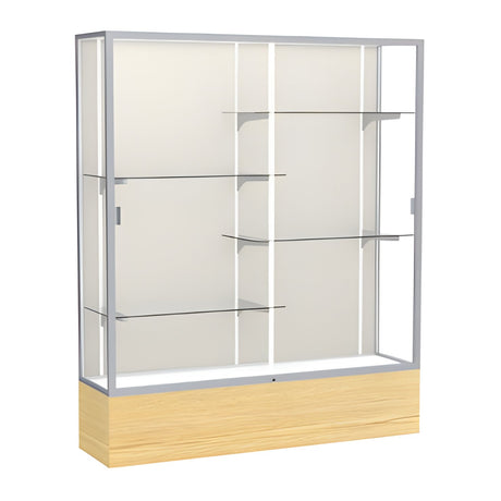 Reliant Light Oak Vinyl case, Plaque Fabric Back w/ Satin Natural aluminum frame finish, 72"H x 60"W x 16"D