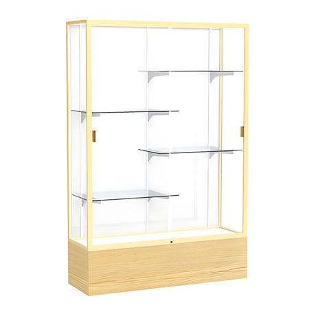 Reliant Light Oak Vinyl case, White Laminate Back w/ Champagne aluminum frame finish, 72"H x 48"W x 16"D
