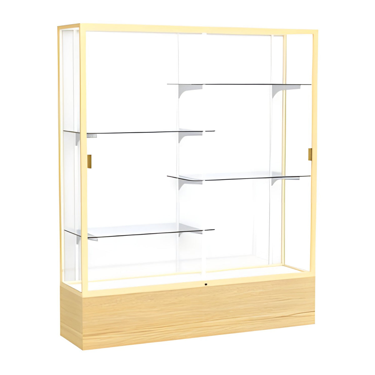 Reliant Light Oak Vinyl case, White Laminate Back w/ Champagne aluminum frame finish, 72"H x 60"W x 16"D