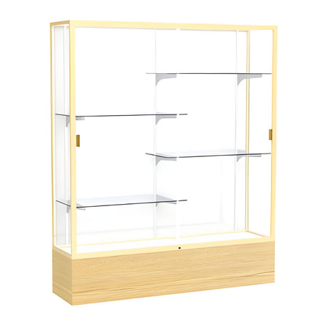 Reliant Light Oak Vinyl case, White Laminate Back w/ Champagne aluminum frame finish, 72"H x 60"W x 16"D