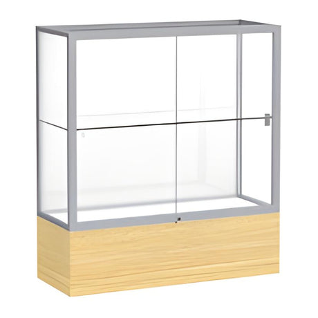 Reliant Light Oak Vinyl case, White Laminate Back w/ Satin Natural aluminum frame finish, 40"H x 36"W x 14"D