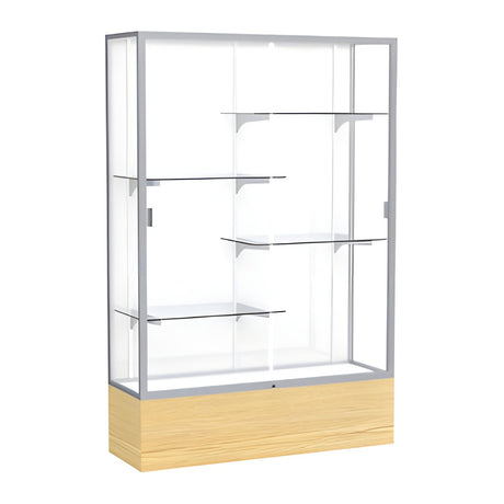 Reliant Light Oak Vinyl case, White Laminate Back w/ Satin Natural aluminum frame finish, 72"H x 48"W x 16"D