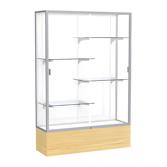 Reliant Light Oak Vinyl case, White Laminate Back w/ Satin Natural aluminum frame finish, 72"H x 48"W x 16"D