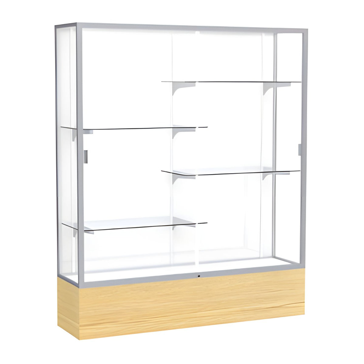 Reliant Light Oak Vinyl case, White Laminate Back w/ Satin Natural aluminum frame finish, 72"H x 60"W x 16"D
