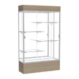 Reliant Lighted Driftwood Oak case, Mirror Back w/ Satin Natural aluminum frame finish, 80"H x 48"W x 16"D